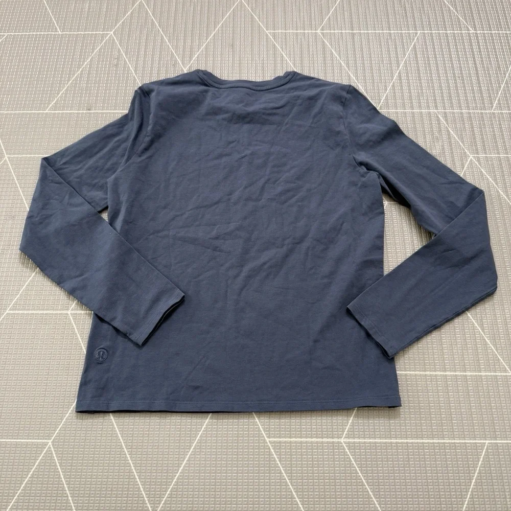 Lululemon Organic Cotton Crewneck Long-Sleeve Shirt XS‎ Gray Blue LW3HS8S